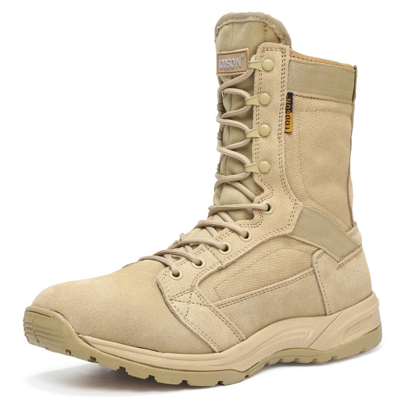 IODSON Men's Breathable Work Tactical Military Boots Lightweight Combat Army Motorcycle Jungle bootsï¼ˆBrown 8ï¼‰ - Image 1